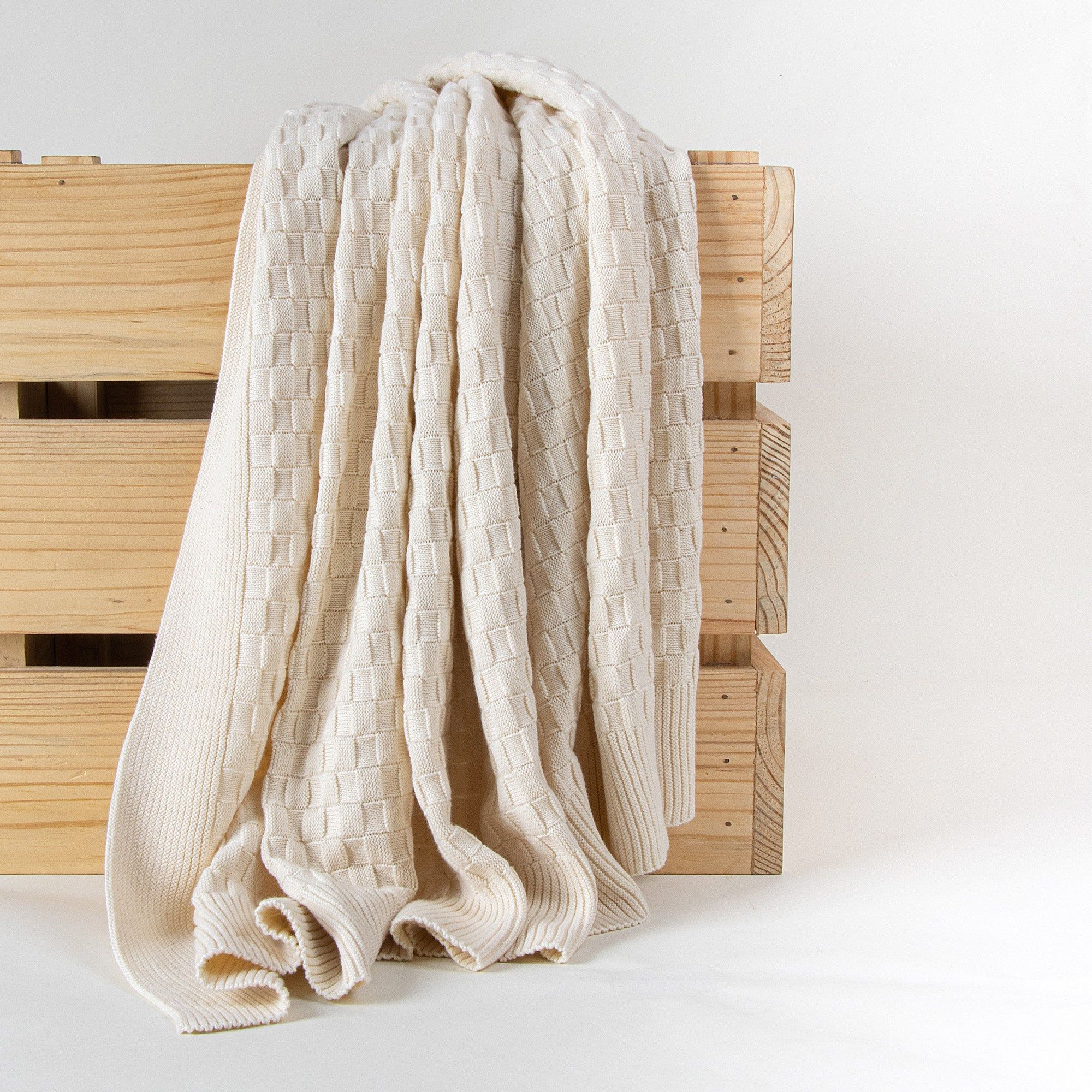 Cotton Knit Throw Blanket - Soft & Cozy Lightweight Knit Design